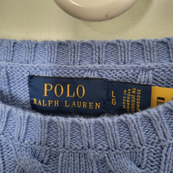 Ralph Lauren Light Blue Cable Knit Sweater - Picture 3 of 10